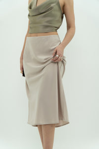 Modern x Cream Satin Midi Skirt (S, M)