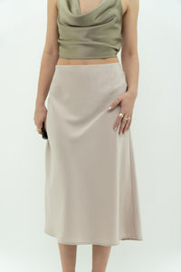 Modern x Cream Satin Midi Skirt (S, M)