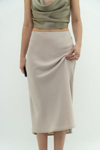 Modern x Cream Satin Midi Skirt (S, M)