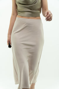 Modern x Cream Satin Midi Skirt (S, M)