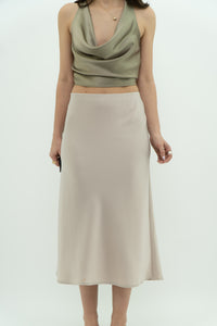 Modern x Cream Satin Midi Skirt (S, M)