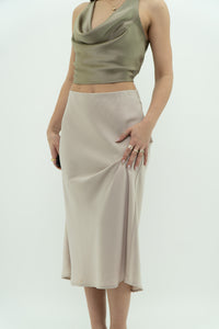 Modern x Cream Satin Midi Skirt (S, M)