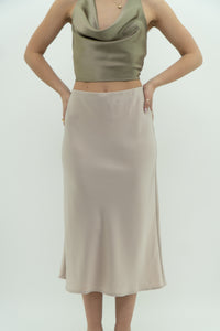 Modern x Cream Satin Midi Skirt (S, M)