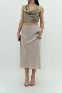 Modern x Cream Satin Midi Skirt (S, M)