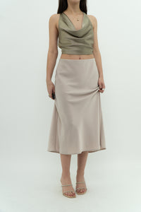 Modern x Cream Satin Midi Skirt (S, M)