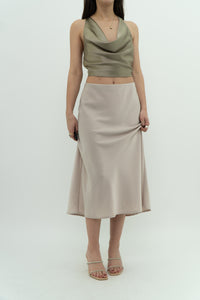 Modern x Cream Satin Midi Skirt (S, M)