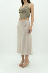 Modern x Cream Satin Midi Skirt (S, M)