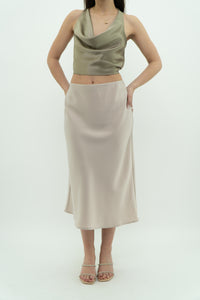 Modern x Cream Satin Midi Skirt (S, M)