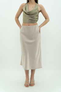 Modern x Cream Satin Midi Skirt (S, M)