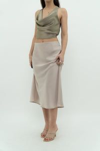 Modern x Cream Satin Midi Skirt (S, M)