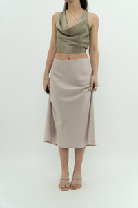 Modern x Cream Satin Midi Skirt (S, M)