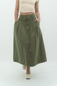 THE GREAT x Olive Green Cargo Skirt (S)