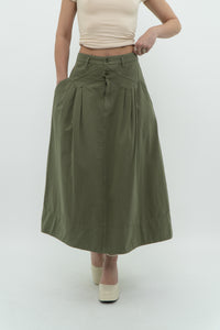 THE GREAT x Olive Green Cargo Skirt (S)