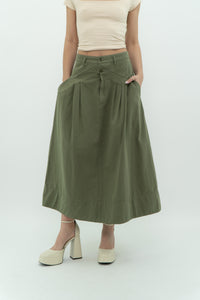 THE GREAT x Olive Green Cargo Skirt (S)