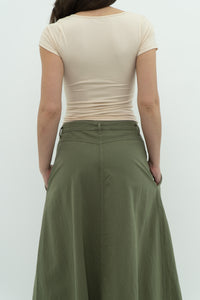 THE GREAT x Olive Green Cargo Skirt (S)