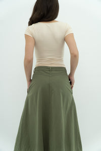 THE GREAT x Olive Green Cargo Skirt (S)