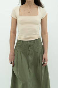 THE GREAT x Olive Green Cargo Skirt (S)