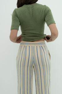 ZARA x Cream Striped Lounge Pant (XS)