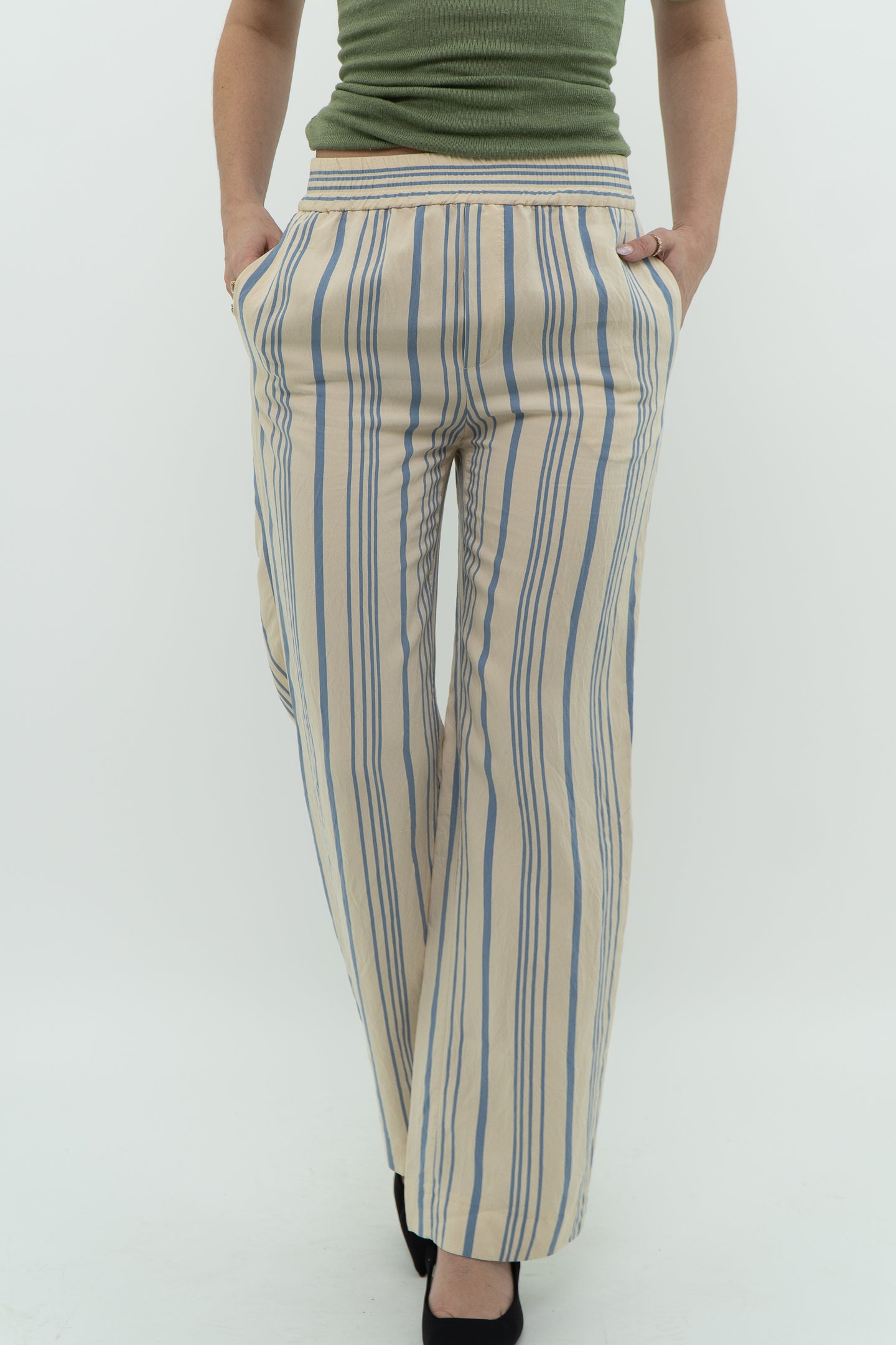 ZARA x Cream Striped Lounge Pant (XS)