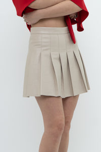 SUNDAY BEST x Beige Faux Leather Mini Skirt (XS)