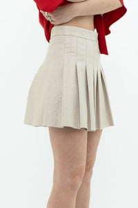 SUNDAY BEST x Beige Faux Leather Mini Skirt (XS)