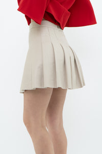 SUNDAY BEST x Beige Faux Leather Mini Skirt (XS)