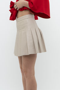 SUNDAY BEST x Beige Faux Leather Mini Skirt (XS)