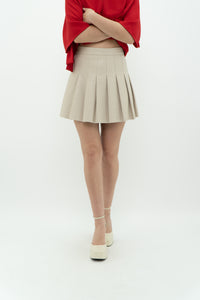 SUNDAY BEST x Beige Faux Leather Mini Skirt (XS)