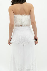 ALEXIS x White Knit Midi Skirt (L)