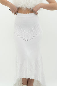 ALEXIS x White Knit Midi Skirt (L)