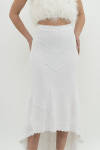 ALEXIS x White Knit Midi Skirt (L)