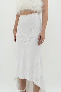 ALEXIS x White Knit Midi Skirt (L)