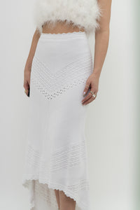 ALEXIS x White Knit Midi Skirt (L)