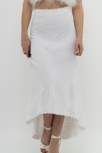 ALEXIS x White Knit Midi Skirt (L)