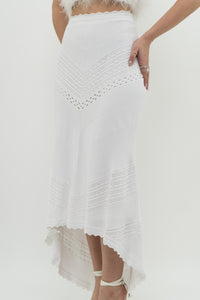 ALEXIS x White Knit Midi Skirt (L)