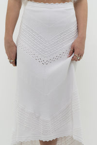 ALEXIS x White Knit Midi Skirt (L)