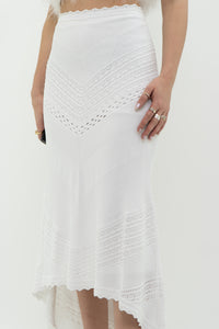 ALEXIS x White Knit Midi Skirt (L)