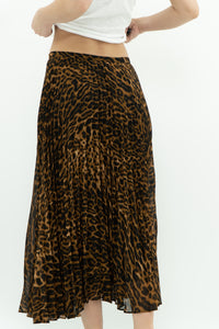 RALPH LAUREN x Pleated Leopard Print Midi Skirt (S, M)