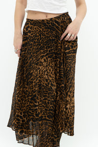 RALPH LAUREN x Pleated Leopard Print Midi Skirt (S, M)