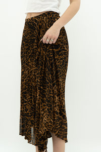 RALPH LAUREN x Pleated Leopard Print Midi Skirt (S, M)