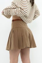 Load image into Gallery viewer, Modern x Brown Pleated Tie Mini Skirt (XS, S)