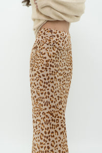 FREE PEOPLE x Nude Leopard Satin Midi Skirt (XS, S)