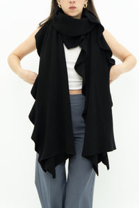 Vintage x HOLT RENFREW Black Knit Ruffle Scarf