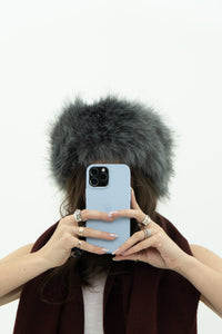 Vintage x Grey Rabbit Fur Headband