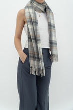 Load image into Gallery viewer, Vintage x Made in Italy x Grey Plaid Wool Scarf