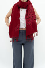 Load image into Gallery viewer, Deadstock x Red Embroidered Soft Wool Blend Scarf