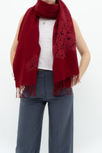 Load image into Gallery viewer, Deadstock x Red Embroidered Soft Wool Blend Scarf