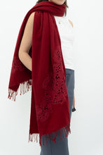 Load image into Gallery viewer, Deadstock x Red Embroidered Soft Wool Blend Scarf