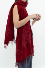 Load image into Gallery viewer, Deadstock x Red Embroidered Soft Wool Blend Scarf