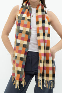 Vintage x Made in Scotland x Multicolour Gingham Pure Cashmere Scarf